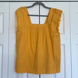 NWT Golden yellow square neck pom-pom sleeve J.Crew tank top Sz. 10